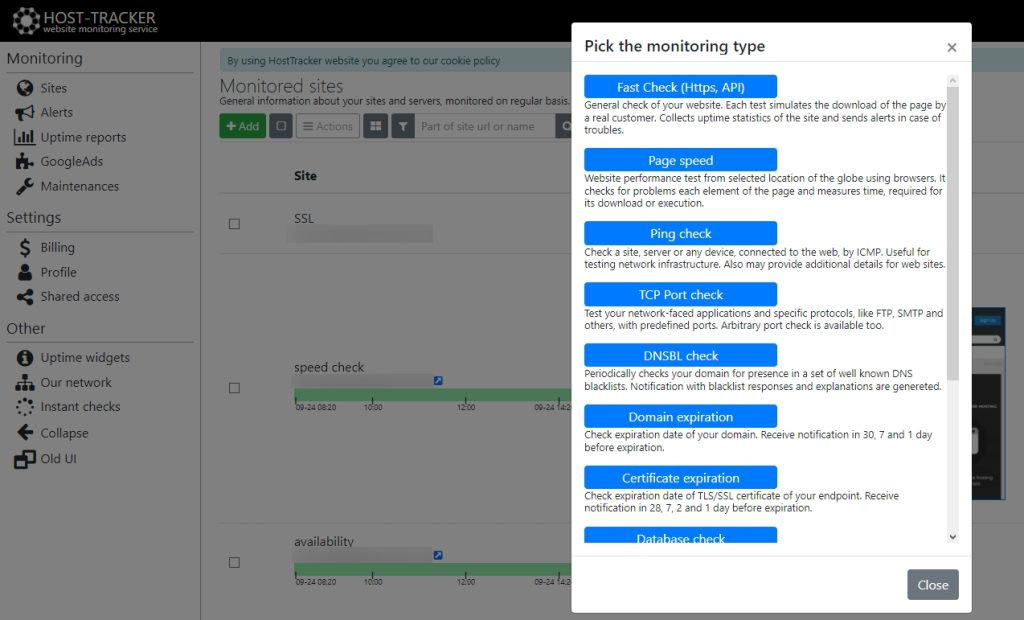 Website performance and monitoring