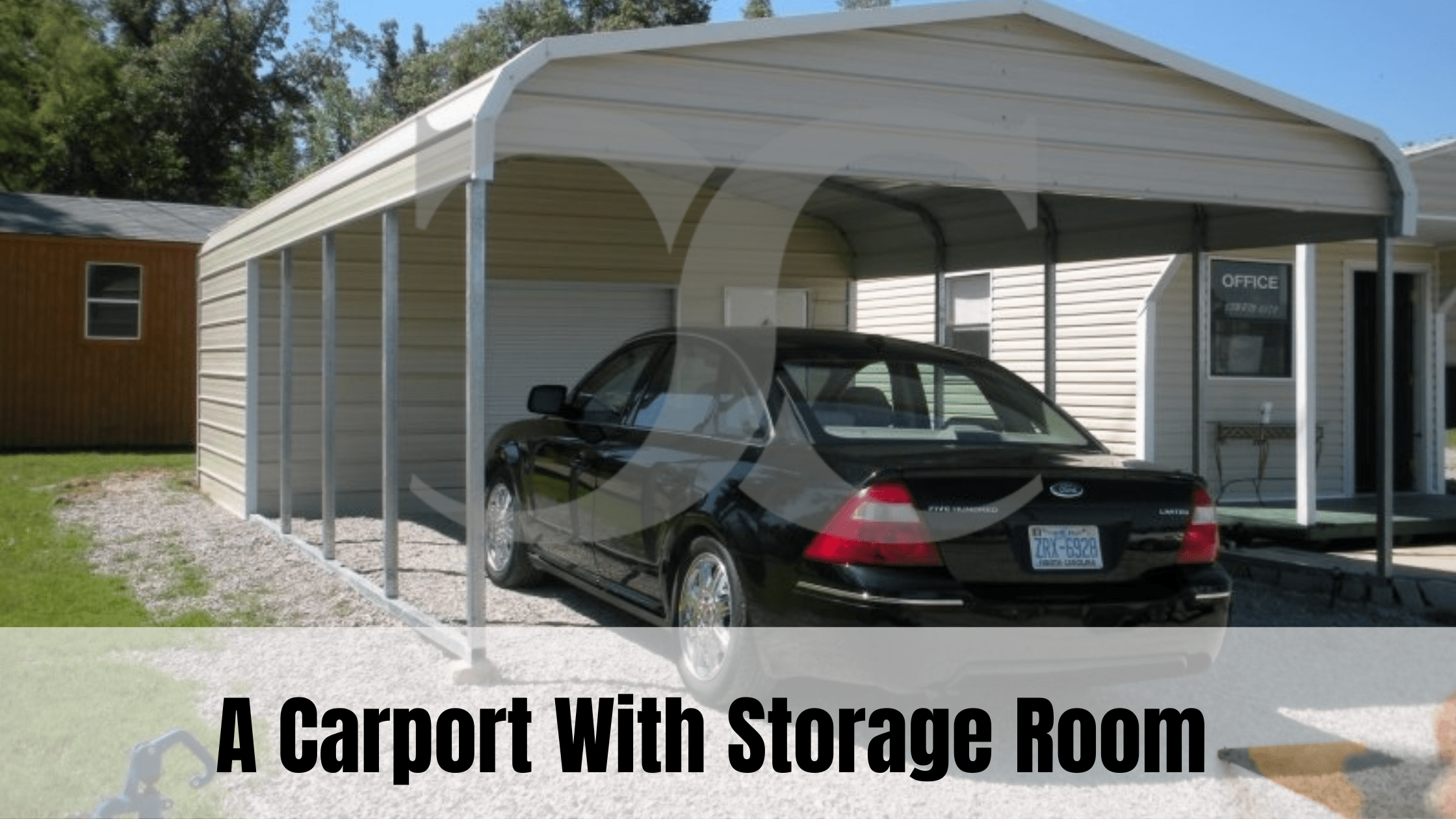 Carport with storage room